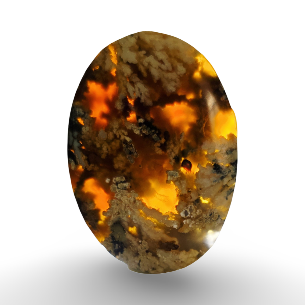 حجر العقيق الوردي الربيعي الطحلبي المشجر الطبيعي
Natural Mossy Spring Rose Aqeeq (Yemeni Agate)