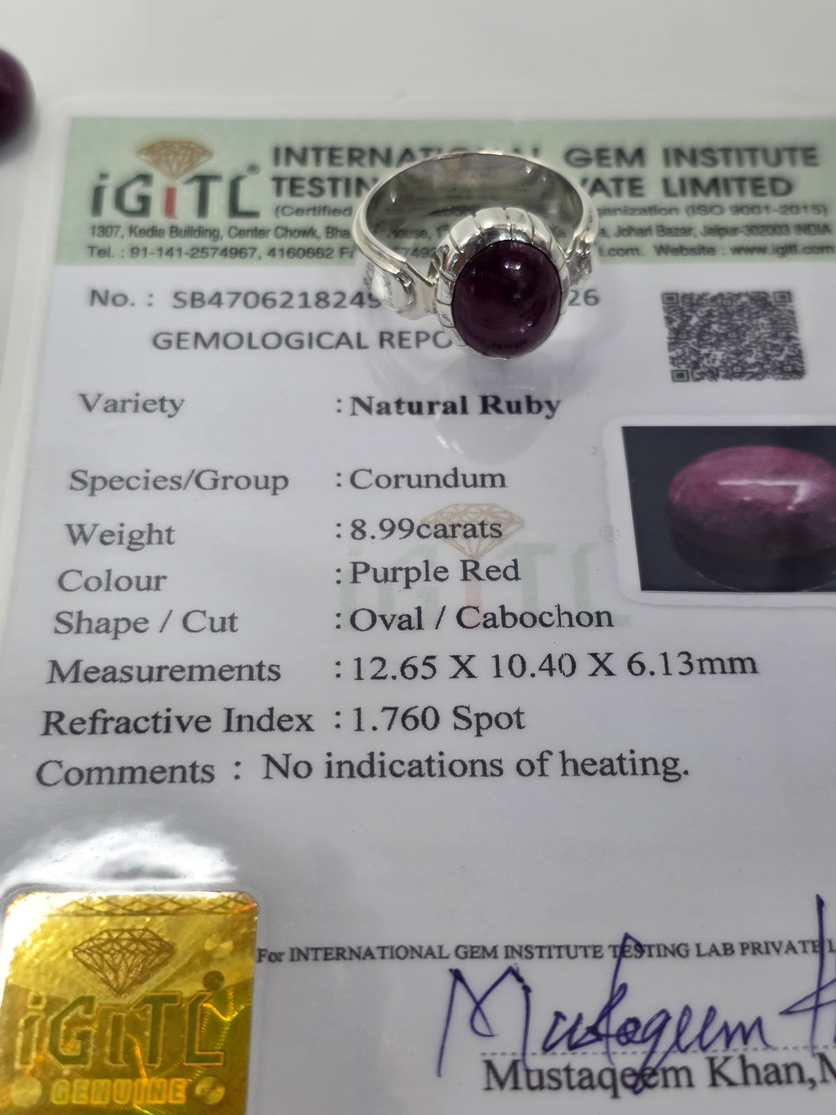 Natural ruby ring