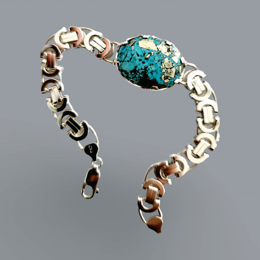 Pyrite Turquoise (feroza) bracelet